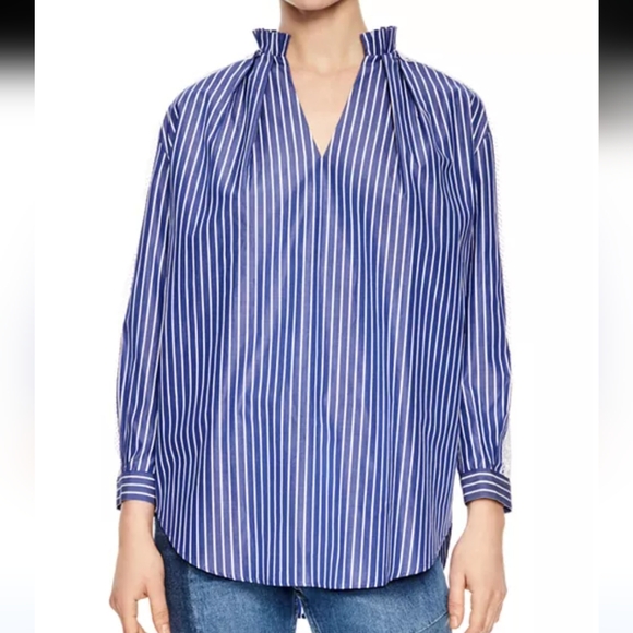 Sandro Daniela Striped Lace-Sleeve Top - Picture 2 of 12